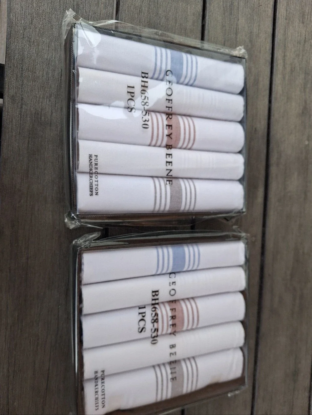 2 Sets Of Geoffrey Beene White Cotton Handkerchiefs - 5 Pca./pack